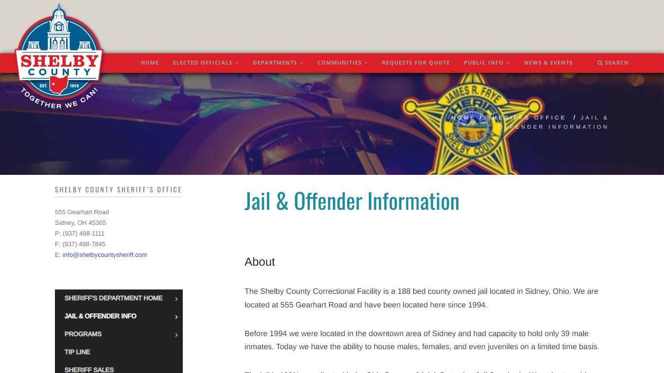 Jail & Offender Information – Welcome To Shelby County Ohio